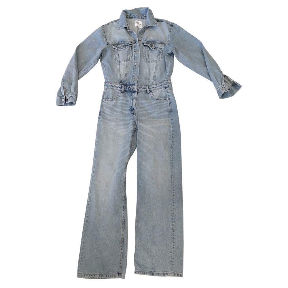 Zara Light Blue Denim Jumpsuit